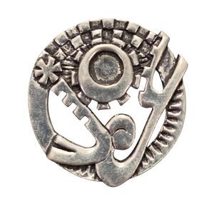 🔥Chicos Vintage Silver Tone Abstract Round Pin Joy Brooch 1.5 Inches